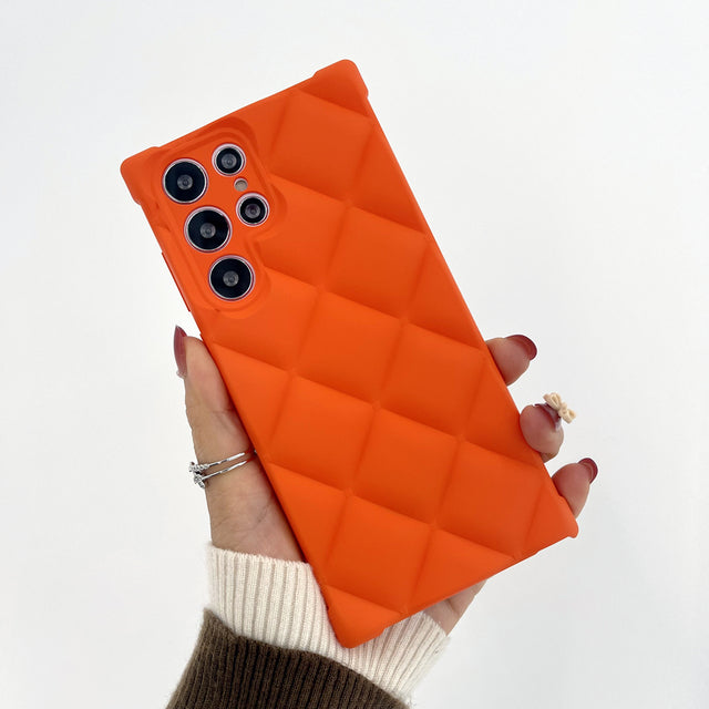 Geometric Diamond Silicone Samsung Case - CaseShoppe Samsung S22 / Orange