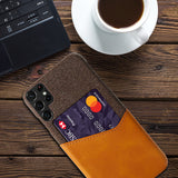 Stylish Leather Card Slot Samsung Cases - CaseShoppe Samsung Galaxy S22 Ultra / Orange
